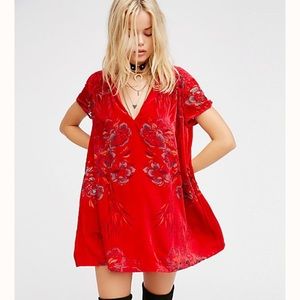 Free People Actin Single Velvet Mini Dress